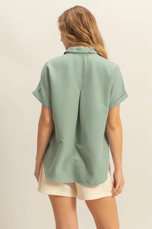 HYFVE Button Down Collared Neck Short Sleeve Shirt - Blu Lotus Boutique
