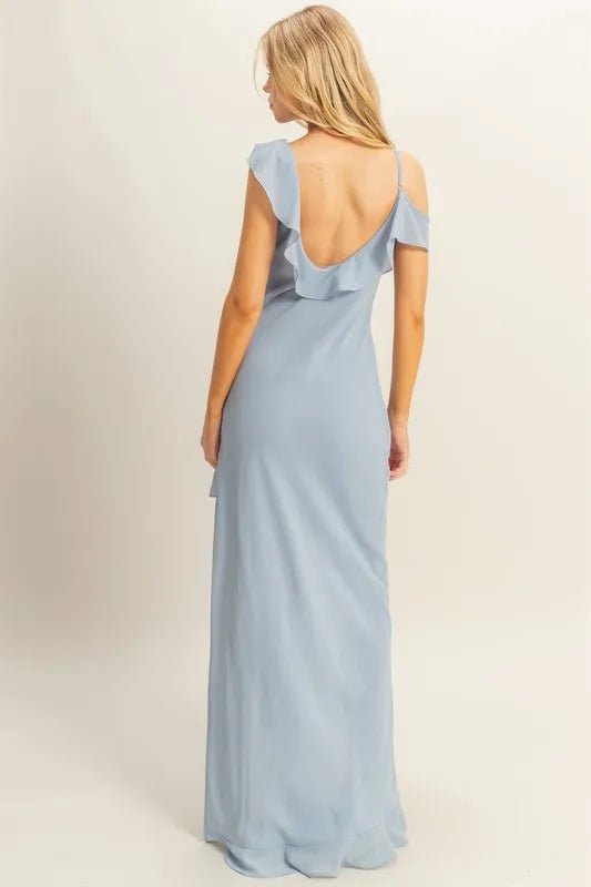 HYFVE Chiffon Ruffle Trim Midi Dress - Blu Lotus Boutique
