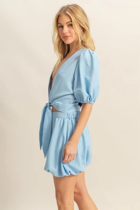 HYFVE Front Tie Top and Bubble Hem Shorts - Blu Lotus Boutique