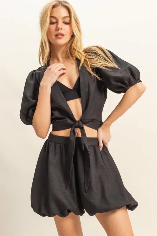 HYFVE Front Tie Top and Bubble Hem Shorts - Blu Lotus Boutique
