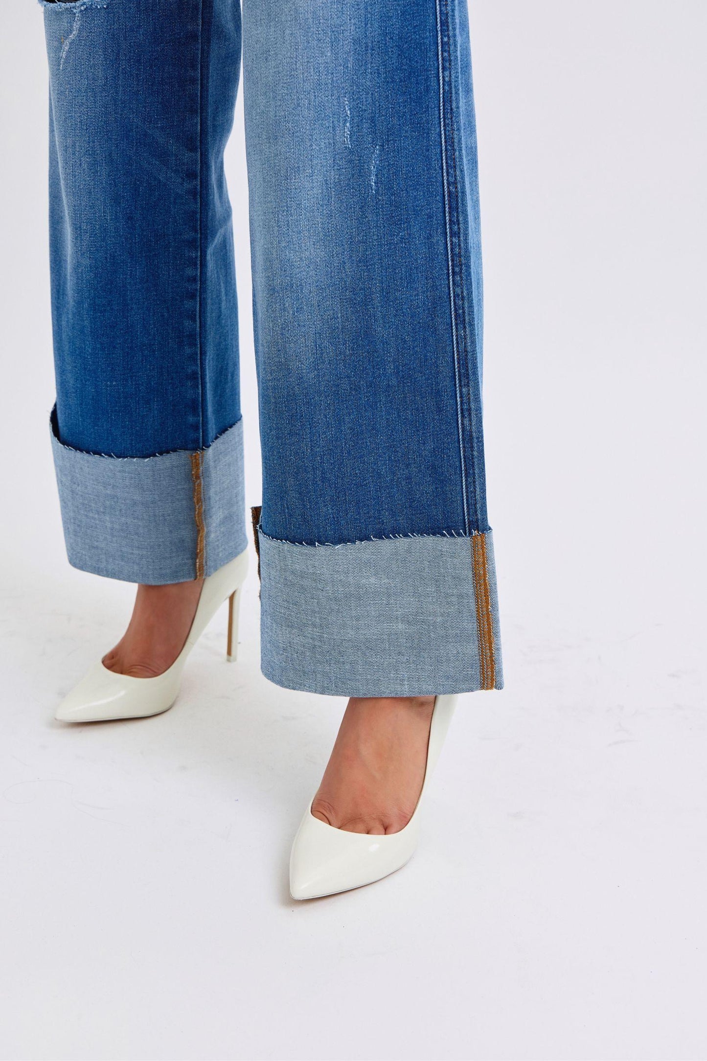 Judy Blue Full Size Distressed High Waist Wide Leg Jeans - Blu Lotus Boutique