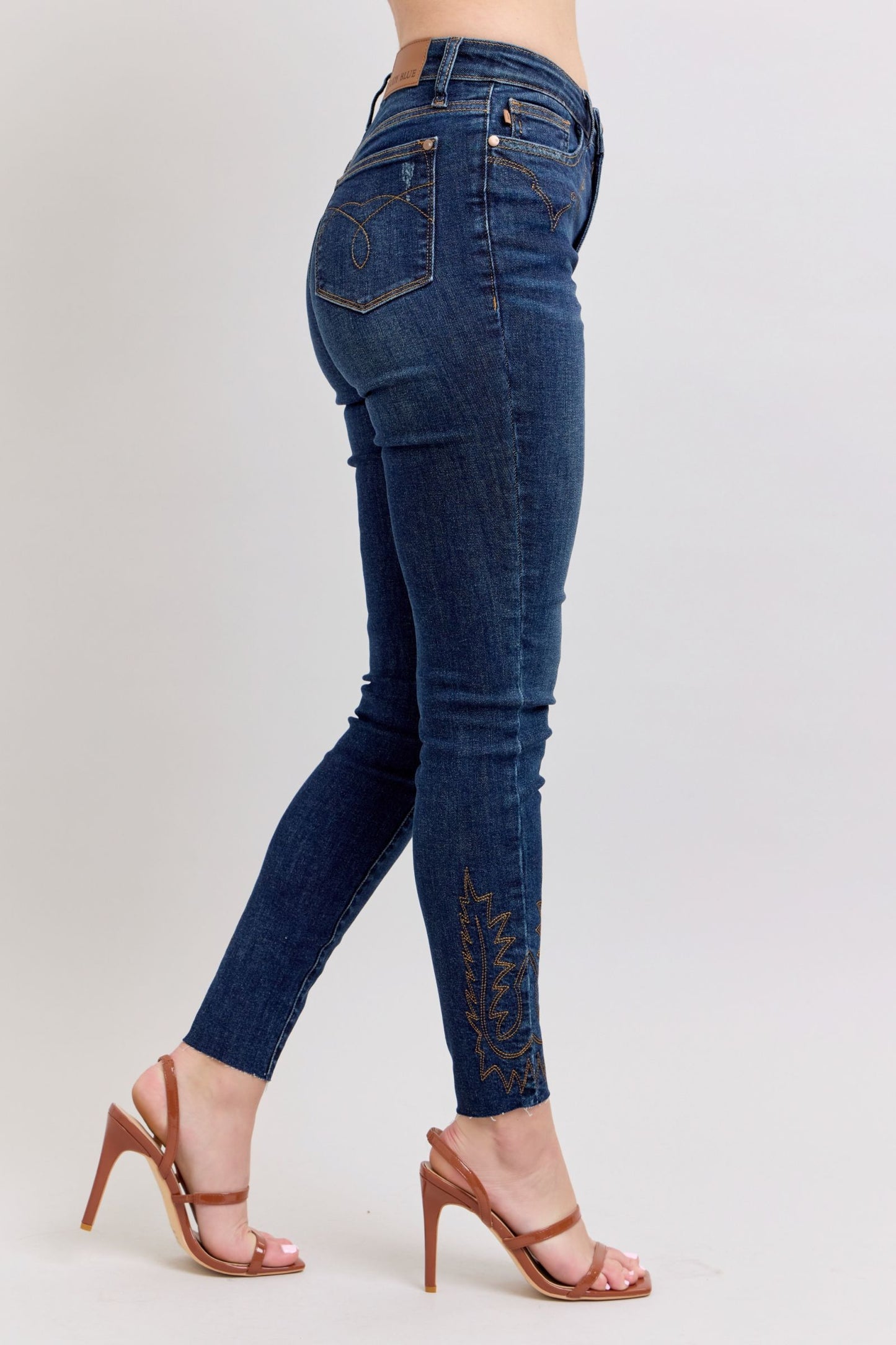 Judy Blue Full Size Embroidered High Rise Skinny Jeans Plus Size - Blu Lotus Boutique