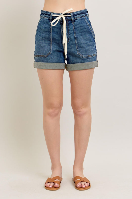 Judy Blue Full Size High Rise Cuff Denim Shorts Plus Size - Blu Lotus Boutique
