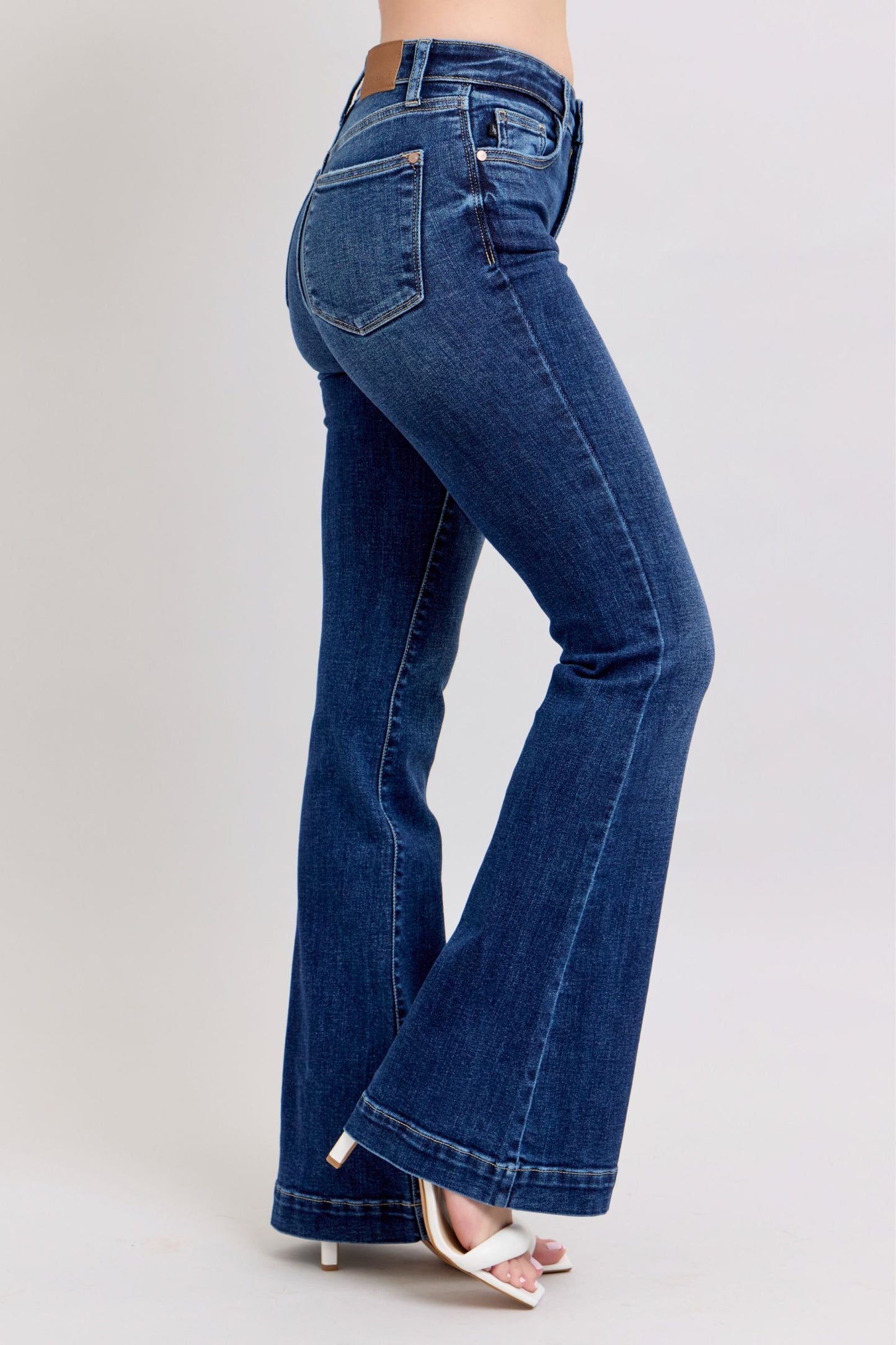 Judy Blue Full Size High Rise Flare Jeans with Pockets Plus Size - Blu Lotus Boutique