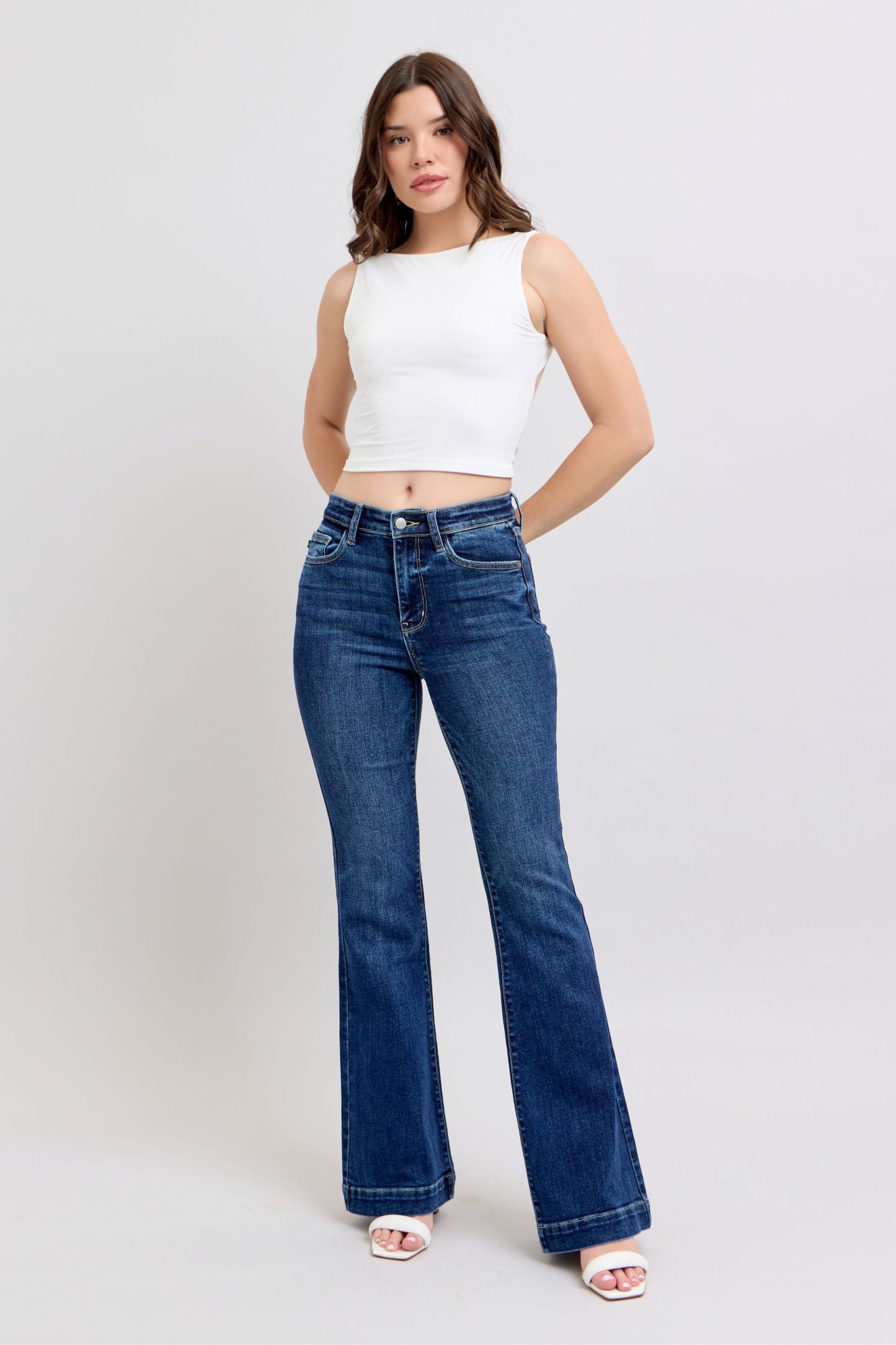Judy Blue Full Size High Rise Flare Jeans with Pockets Plus Size - Blu Lotus Boutique