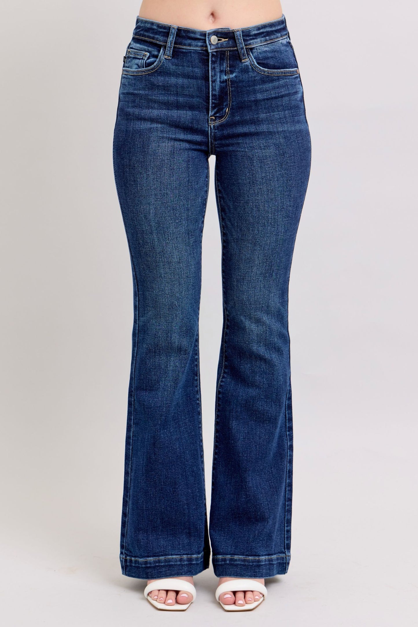 Judy Blue Full Size High Rise Flare Jeans with Pockets Plus Size - Blu Lotus Boutique
