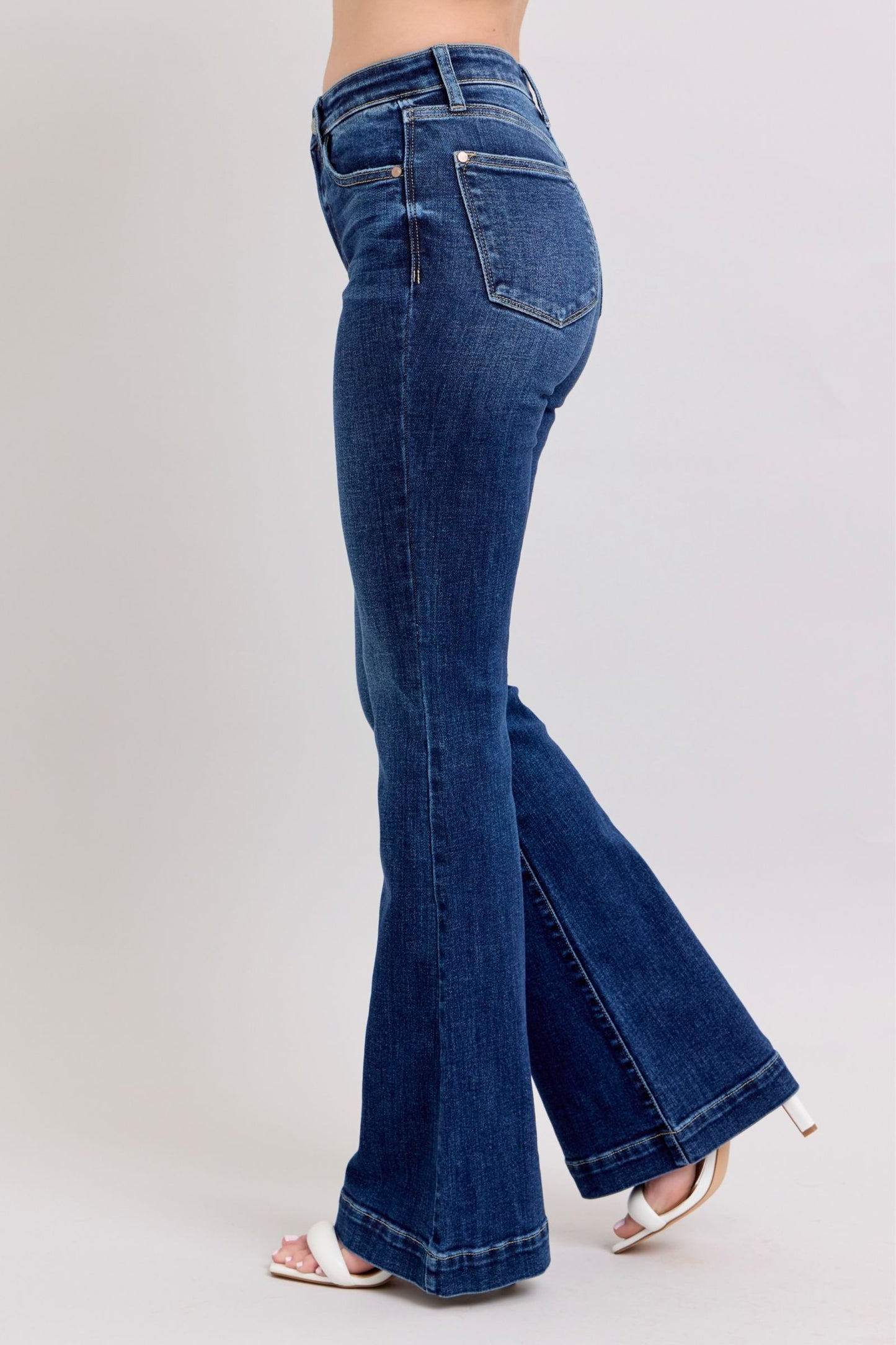 Judy Blue Full Size High Rise Flare Jeans with Pockets Plus Size - Blu Lotus Boutique