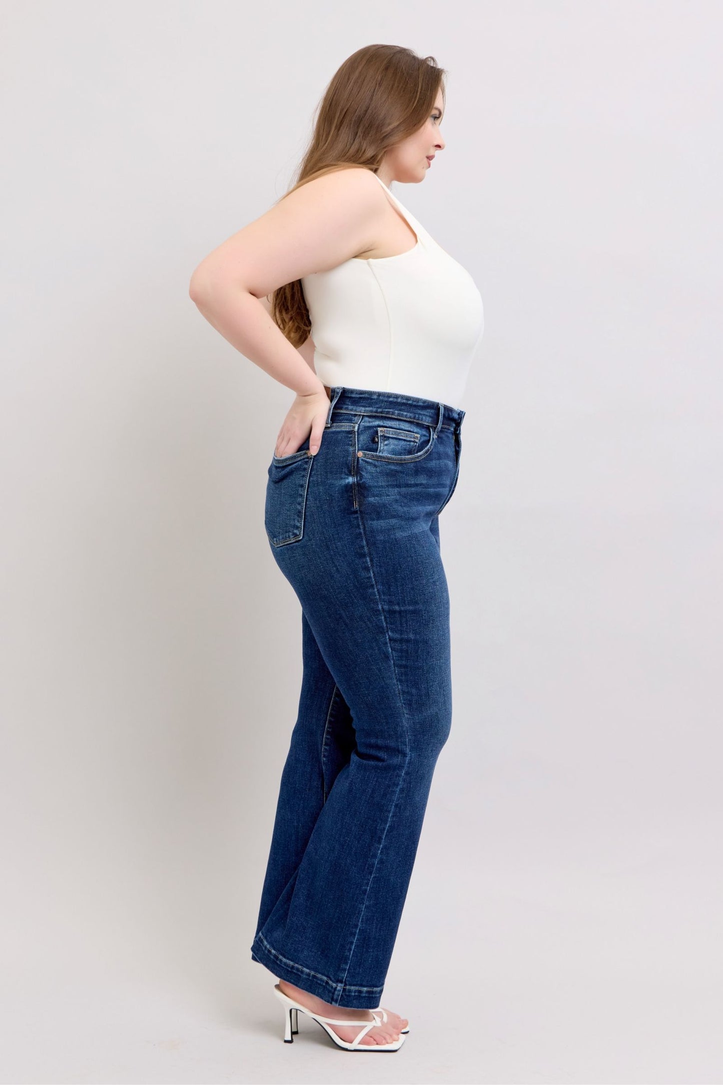 Judy Blue Full Size High Rise Flare Jeans with Pockets Plus Size - Blu Lotus Boutique