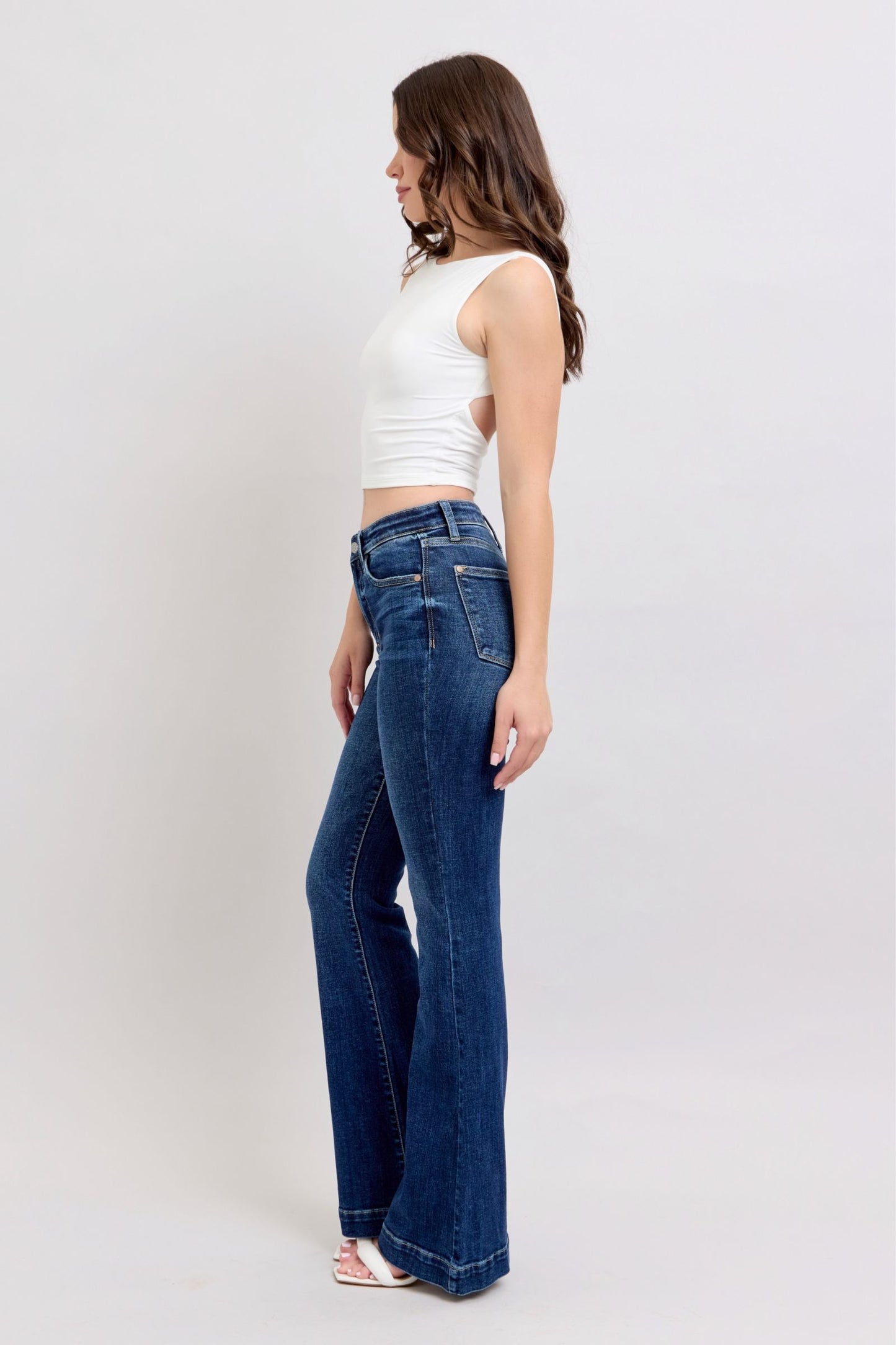 Judy Blue Full Size High Rise Flare Jeans with Pockets Plus Size - Blu Lotus Boutique