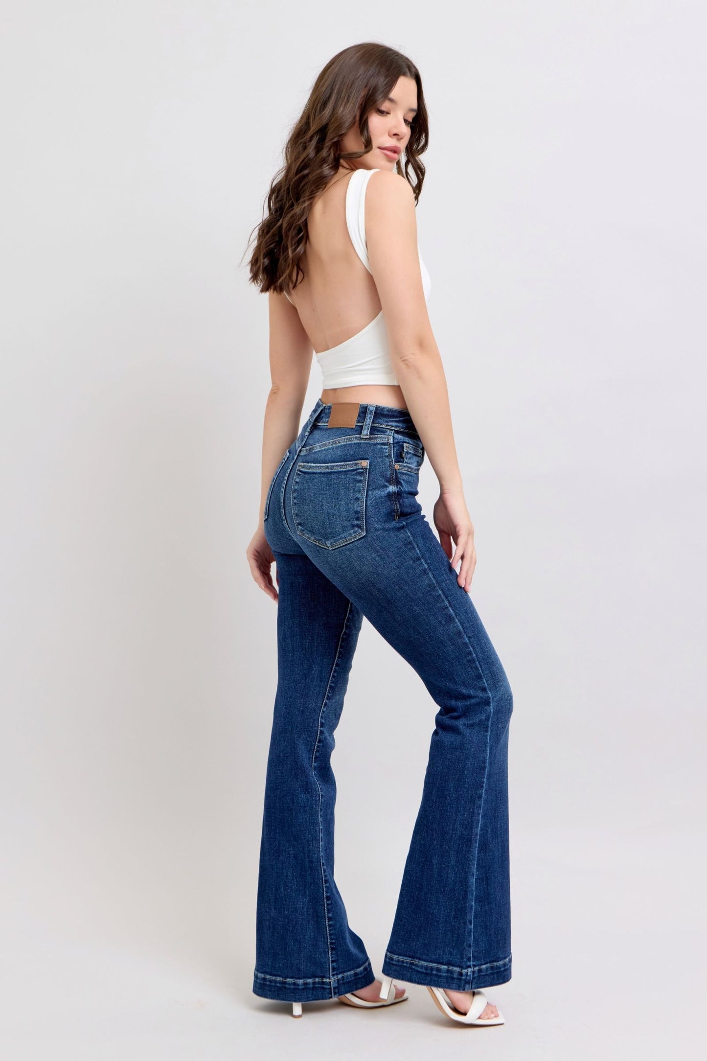 Judy Blue Full Size High Rise Flare Jeans with Pockets Plus Size - Blu Lotus Boutique