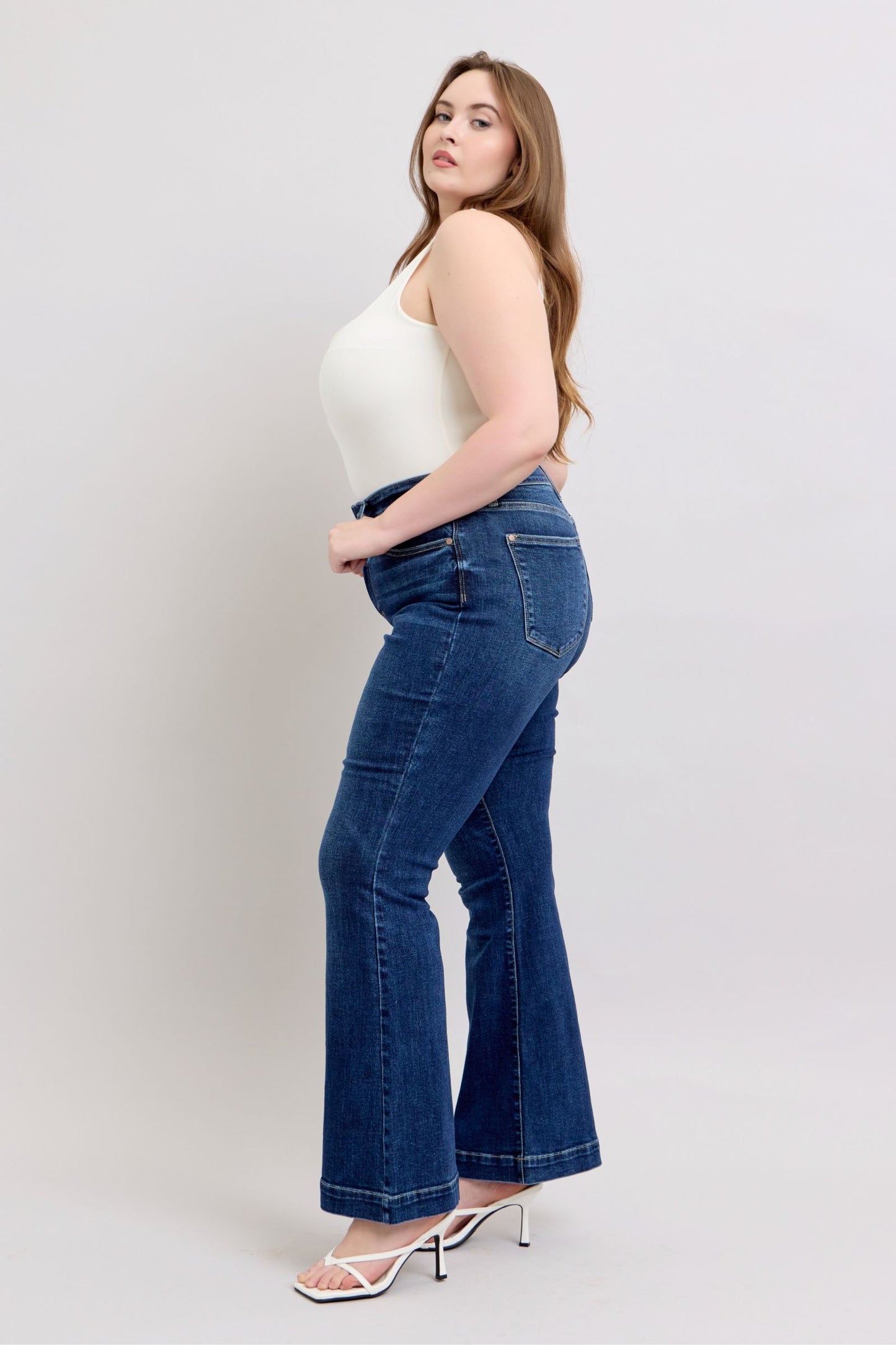 Judy Blue Full Size High Rise Flare Jeans with Pockets Plus Size - Blu Lotus Boutique