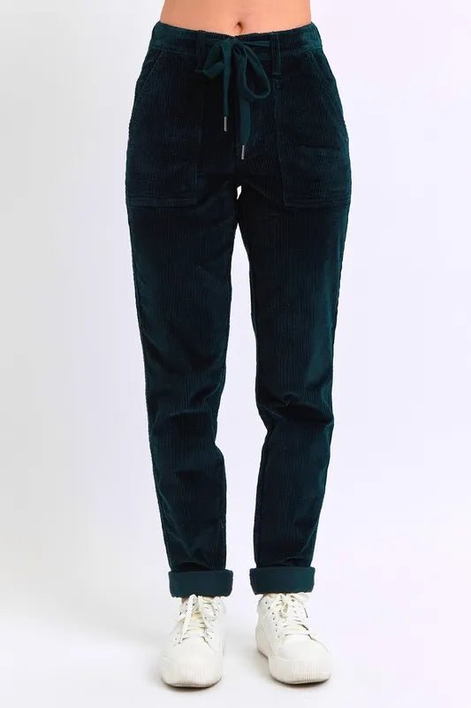 Judy Blue Full Size High Waist Corduroy Cuffed Jogger Plus Size - Blu Lotus Boutique