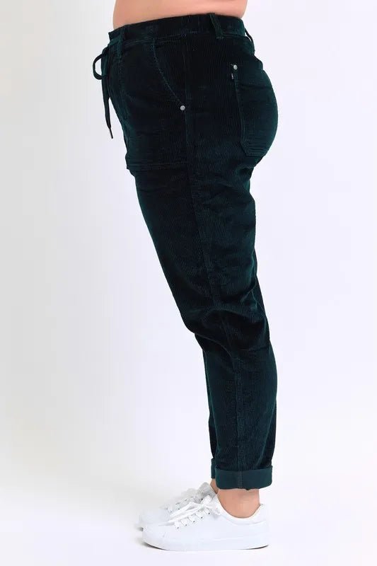 Judy Blue Full Size High Waist Corduroy Cuffed Jogger Plus Size - Blu Lotus Boutique