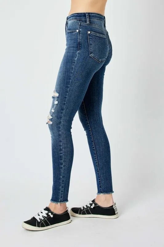 Judy Blue Full Size High Waist Distressed Skinny Jeans - Blu Lotus Boutique
