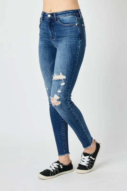 Judy Blue Full Size High Waist Distressed Skinny Jeans - Blu Lotus Boutique