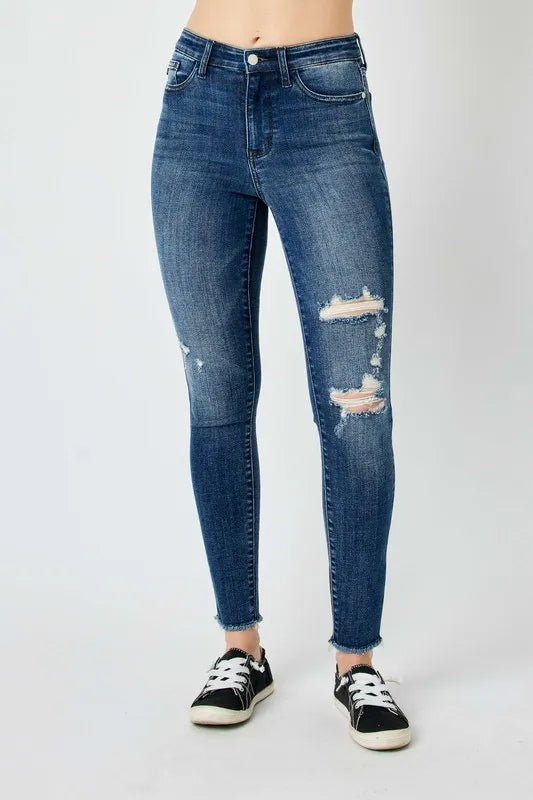 Judy Blue Full Size High Waist Distressed Skinny Jeans - Blu Lotus Boutique