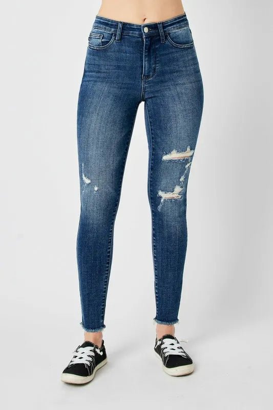 Judy Blue Full Size High Waist Distressed Skinny Jeans - Blu Lotus Boutique