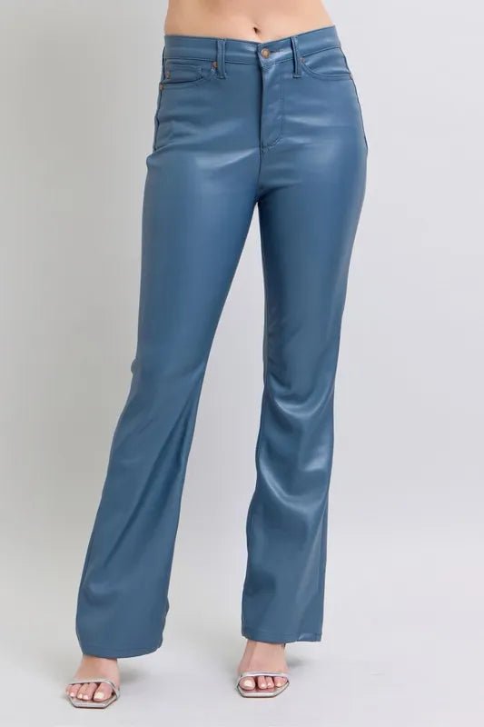 Judy Blue Full Size High Waist Tummy Control Faux Leather Bootcut Pants Plus Size - Blu Lotus Boutique