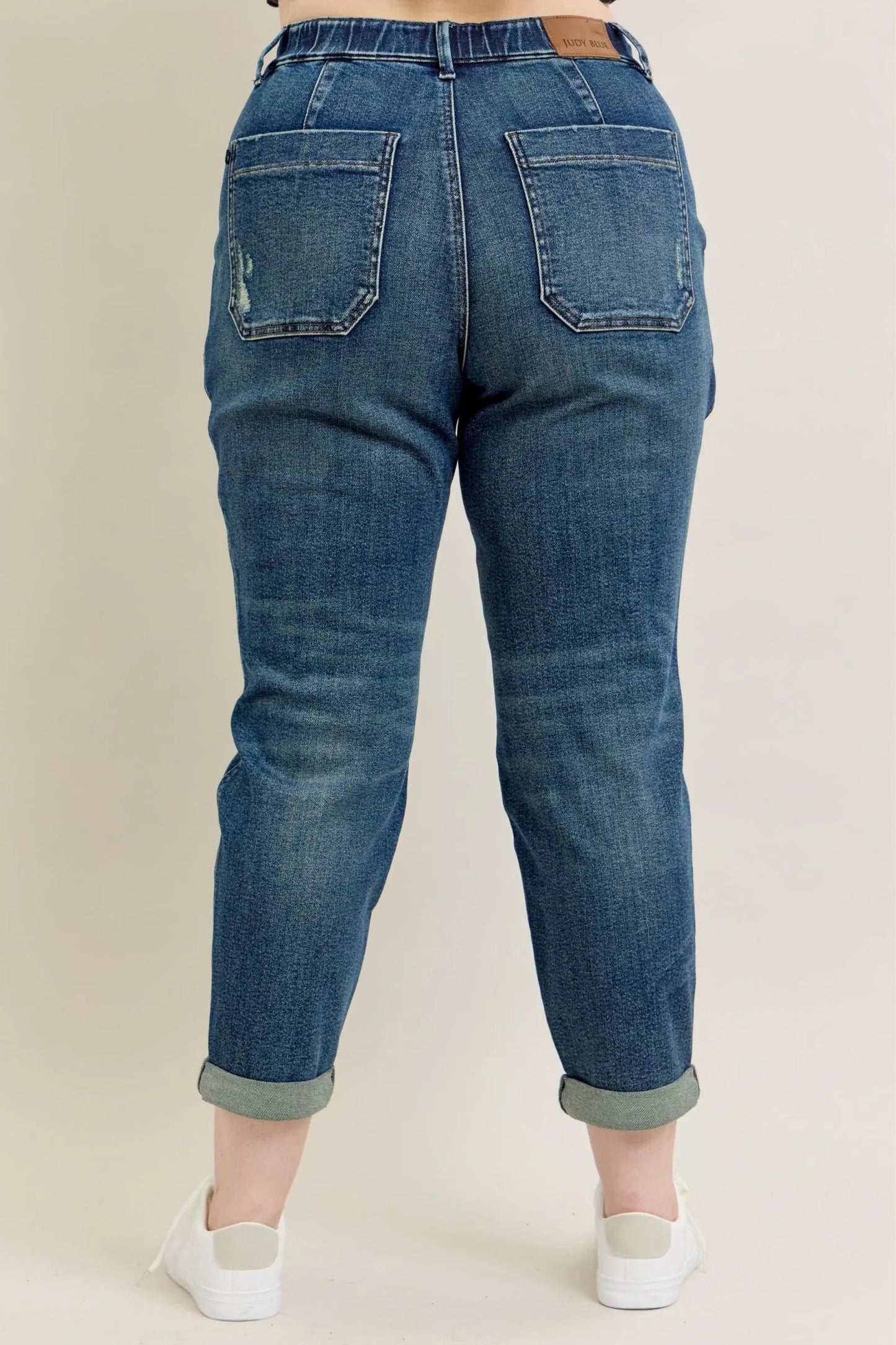 Judy Blue Full Size HW Vintage Wash Jeans w/ Drawstring Plus Size - Blu Lotus Boutique