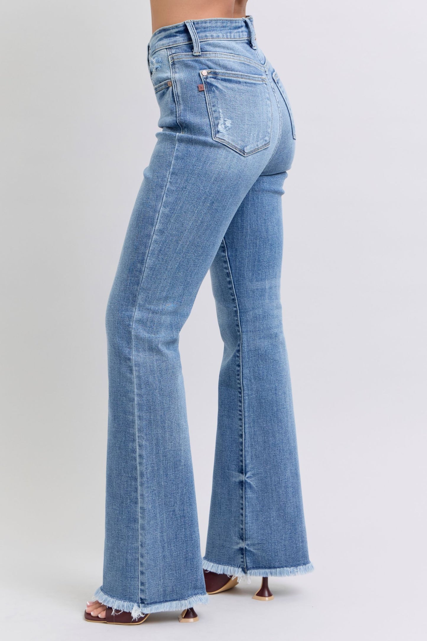Judy Blue Full Size Raw Hem High Rise Bootcut Jeans - Blu Lotus Boutique