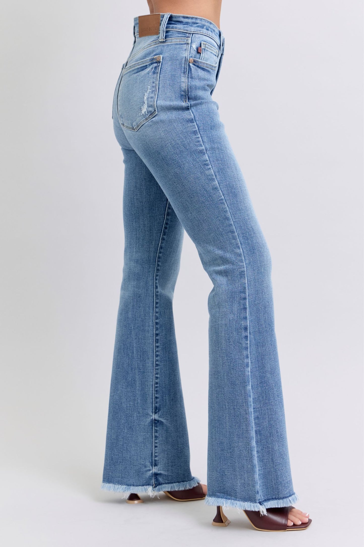 Judy Blue Full Size Raw Hem High Rise Bootcut Jeans - Blu Lotus Boutique