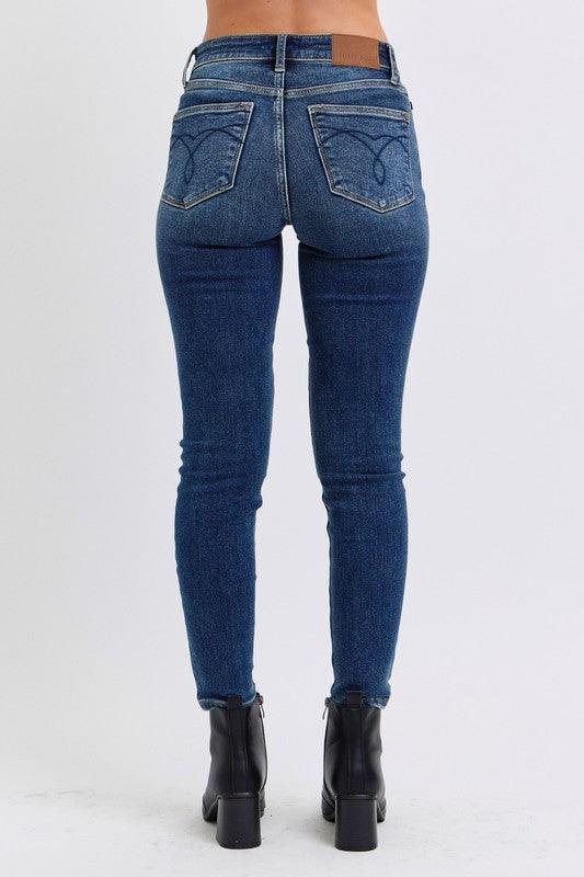 Judy Blue Full Size Run Mid - Rise Waist Skinny Jeans with Thermal Lining - Blu Lotus Boutique