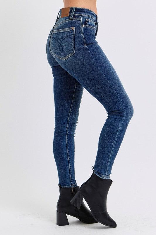 Judy Blue Full Size Run Mid - Rise Waist Skinny Jeans with Thermal Lining - Blu Lotus Boutique