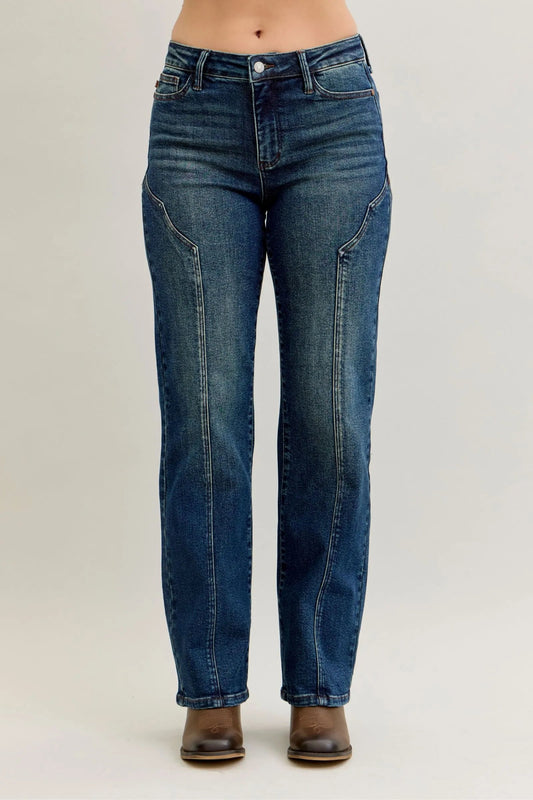 Judy Blue Full Size Seam Detail Straight Leg Jeans Plus Size - Blu Lotus Boutique