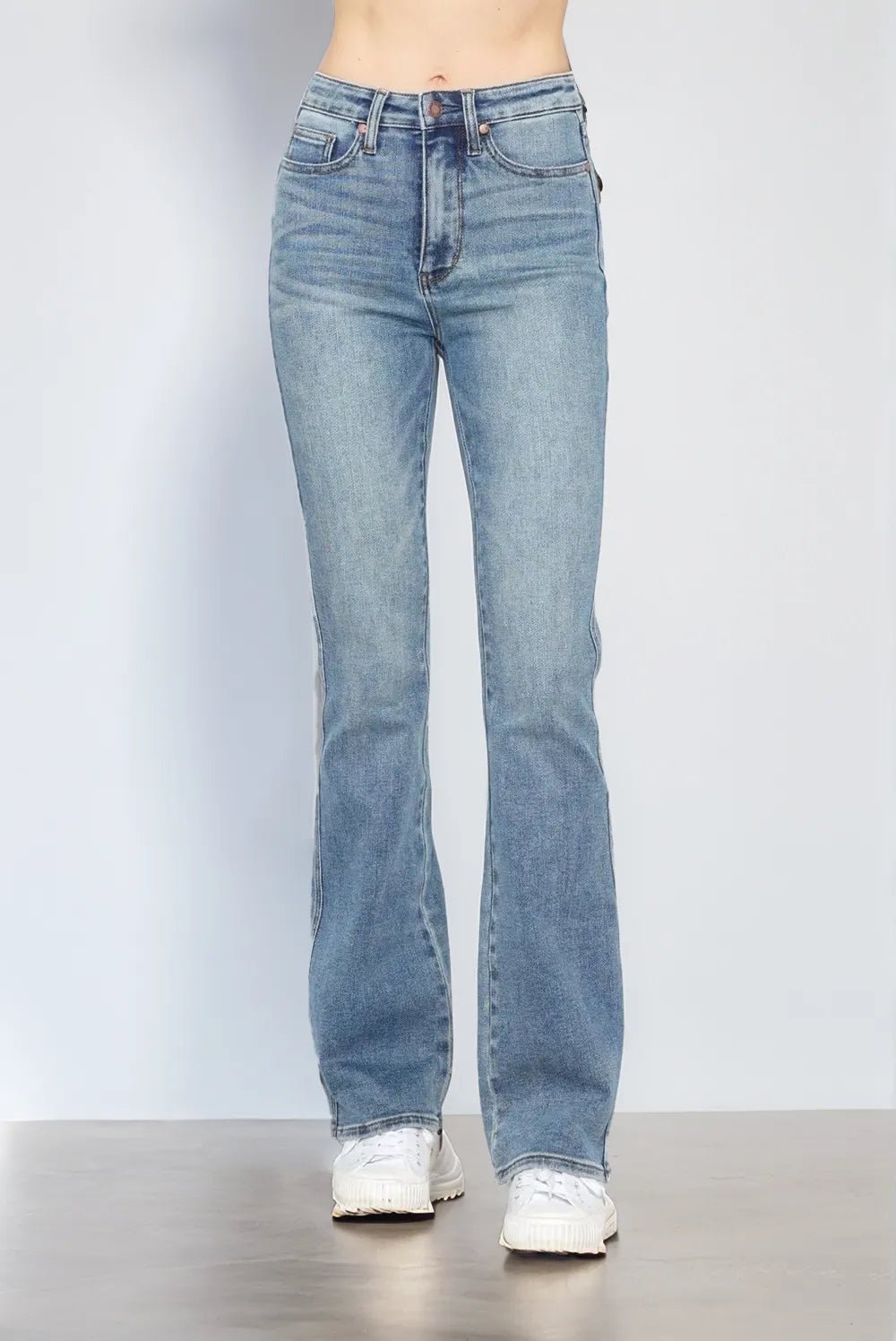 Judy Blue Full Size Tummy Control Back Embroidered Pocketed Bootcut Jeans Plus Size - Blu Lotus Boutique