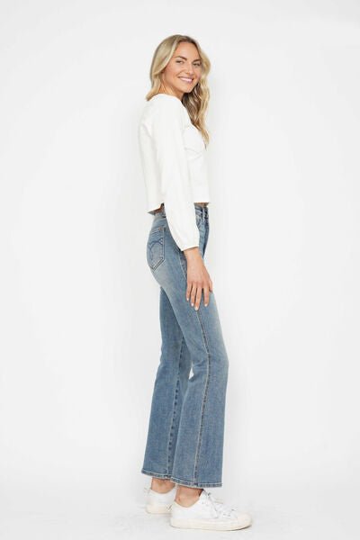 Judy Blue Full Size Tummy Control Back Embroidered Pocketed Bootcut Jeans Plus Size - Blu Lotus Boutique