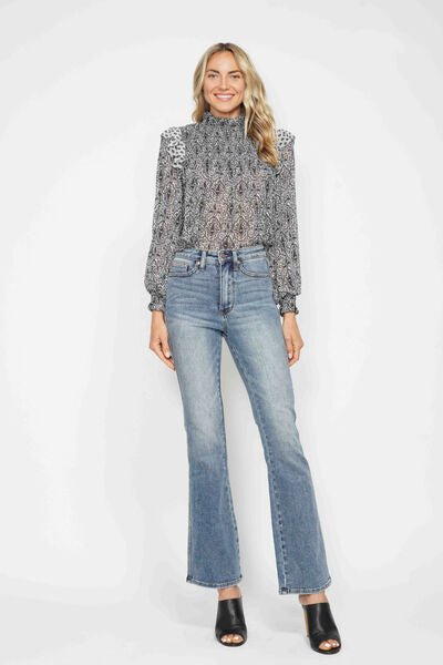Judy Blue Full Size Tummy Control Back Embroidered Pocketed Bootcut Jeans Plus Size - Blu Lotus Boutique