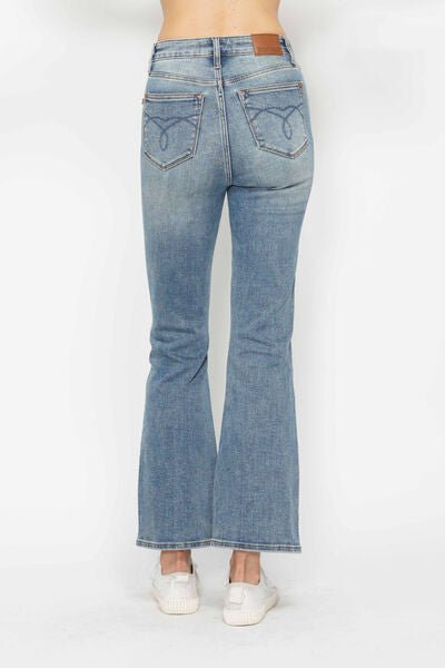 Judy Blue Full Size Tummy Control Back Embroidered Pocketed Bootcut Jeans Plus Size - Blu Lotus Boutique