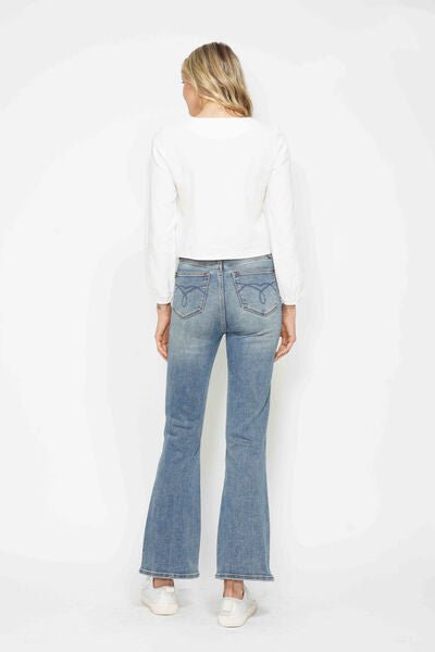 Judy Blue Full Size Tummy Control Back Embroidered Pocketed Bootcut Jeans Plus Size - Blu Lotus Boutique