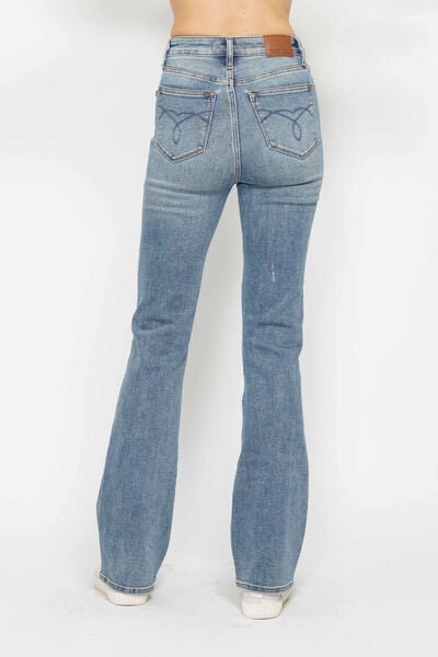 Judy Blue Full Size Tummy Control Back Embroidered Pocketed Bootcut Jeans Plus Size - Blu Lotus Boutique