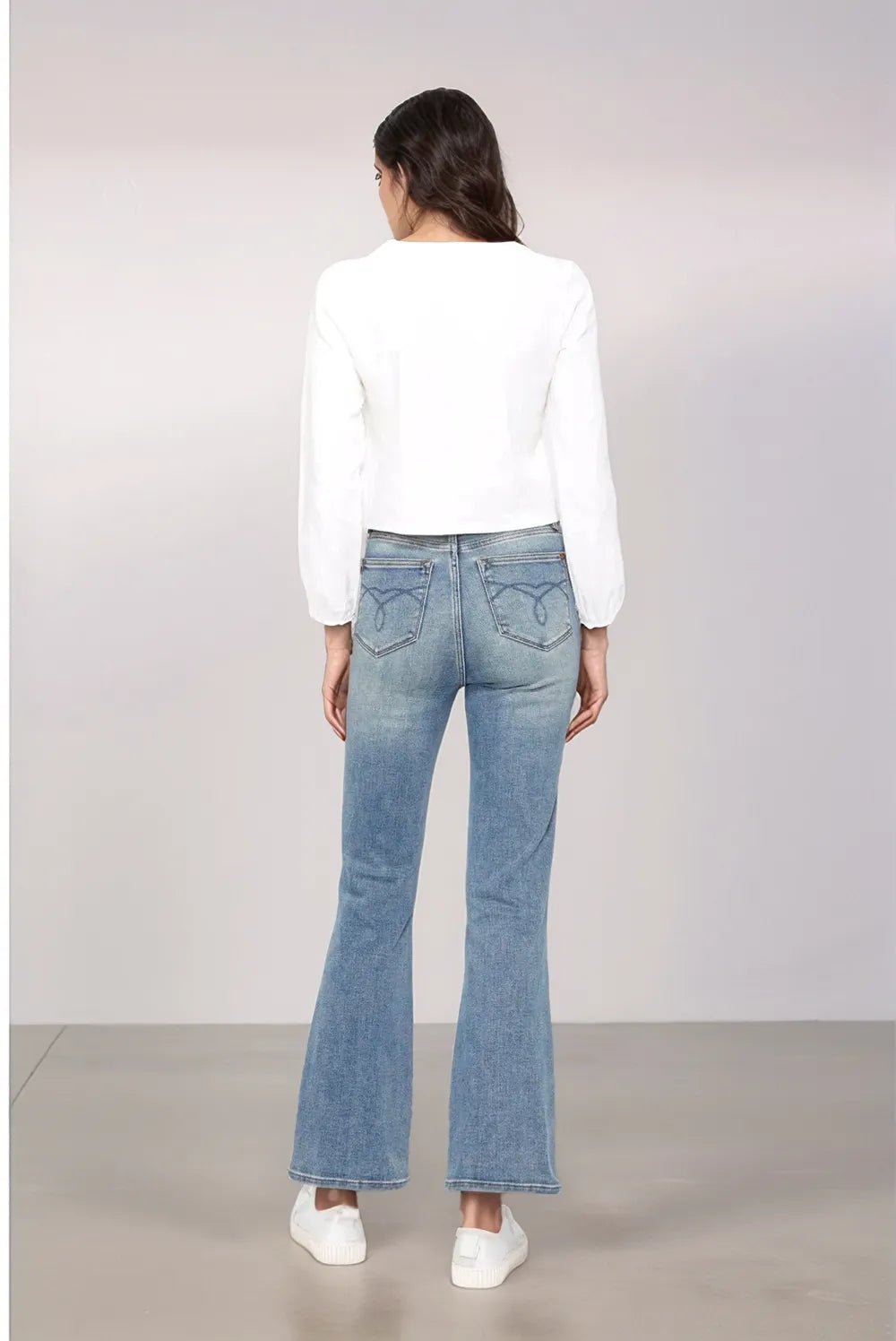 Judy Blue Full Size Tummy Control Back Embroidered Pocketed Bootcut Jeans Plus Size - Blu Lotus Boutique