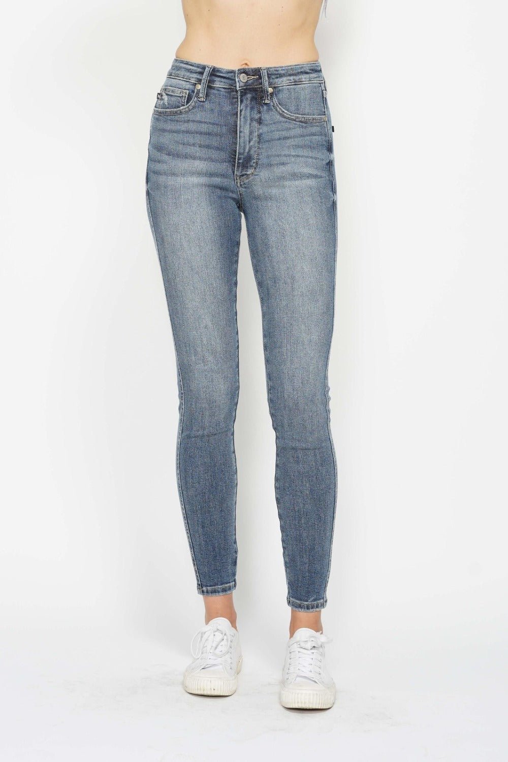 Judy Blue Full Size Tummy Control Contrast Wash Skinny Jeans - Blu Lotus Boutique