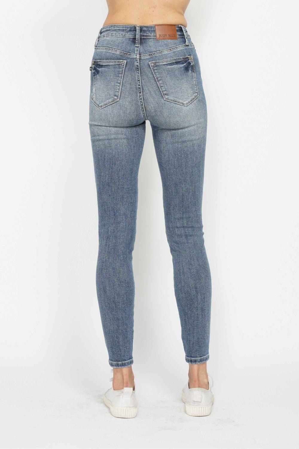 Judy Blue Full Size Tummy Control Contrast Wash Skinny Jeans - Blu Lotus Boutique