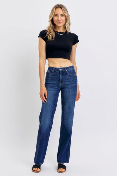 Judy Blue Full Size Tummy Control Straight Jeans Plus Size - Blu Lotus Boutique