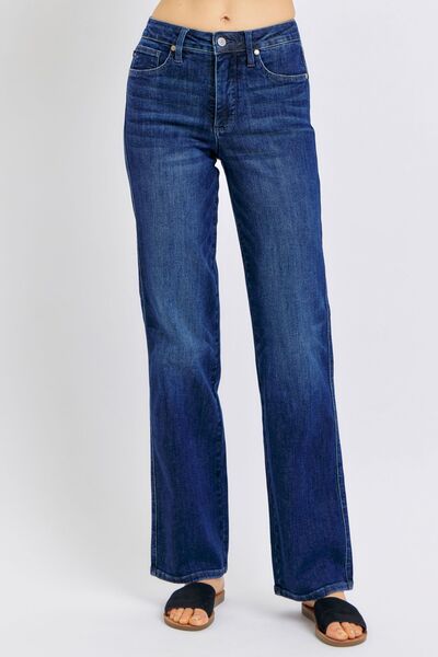 Judy Blue Full Size Tummy Control Straight Jeans Plus Size - Blu Lotus Boutique