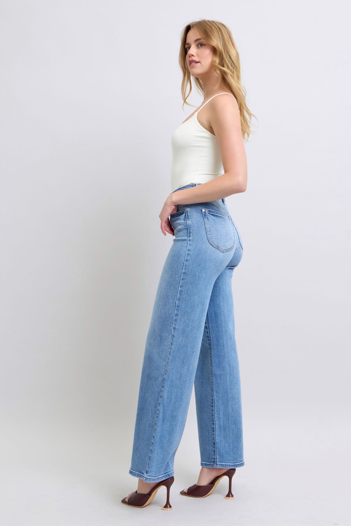 Judy Blue Full Size Wide Leg Jeans with Pockets - Blu Lotus Boutique