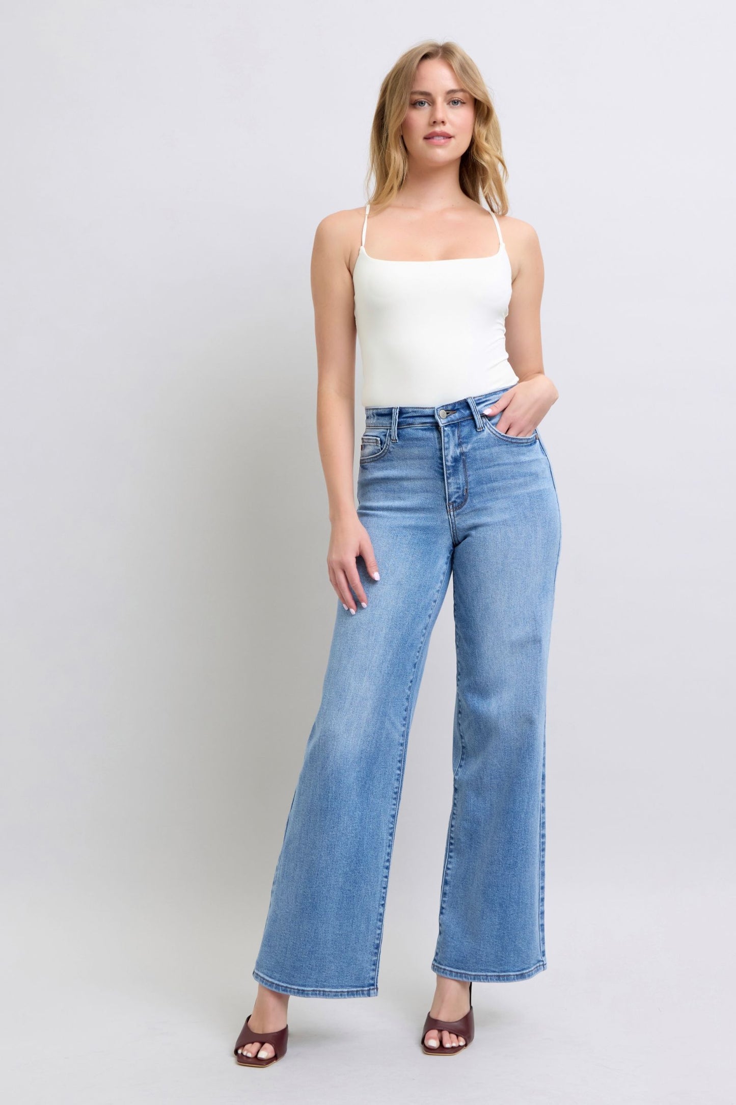 Judy Blue Full Size Wide Leg Jeans with Pockets - Blu Lotus Boutique