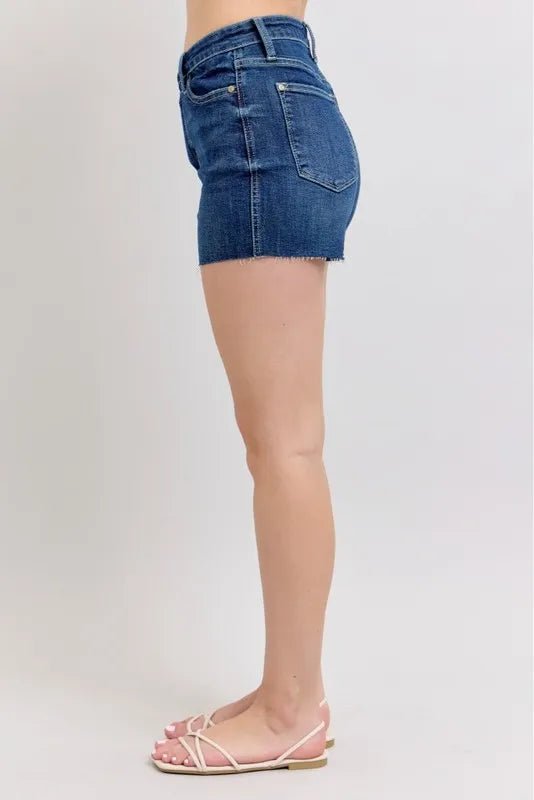 Judy Blue High Waist Criss - Cross Waistband Denim Shorts - Blu Lotus Boutique