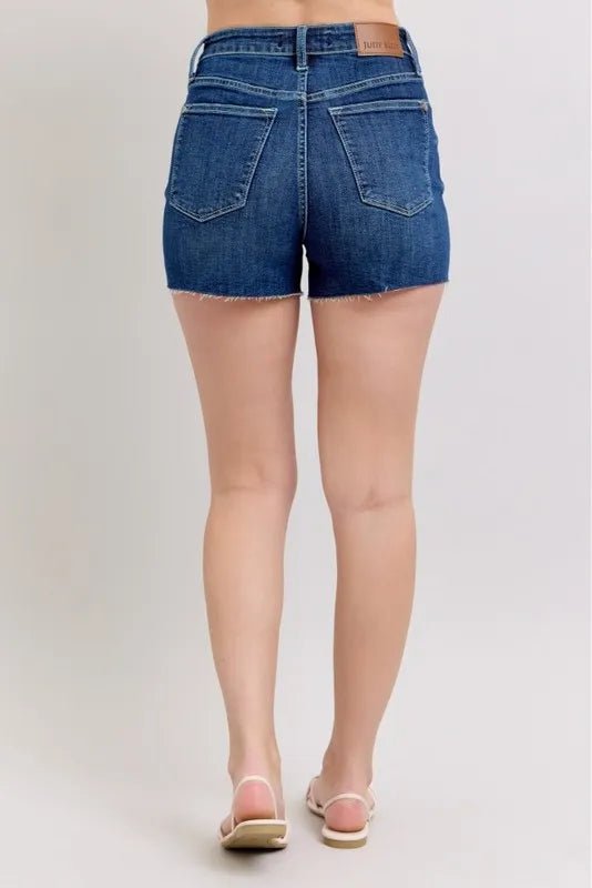 Judy Blue High Waist Criss - Cross Waistband Denim Shorts - Blu Lotus Boutique
