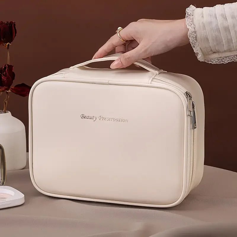 Large Capacity Waterproof PU Cosmetic Bag with Divider, Portable Travel Cosmetic Toiletry Storage Bag, Cosmetic Travel Bag ... - Blu Lotus Boutique