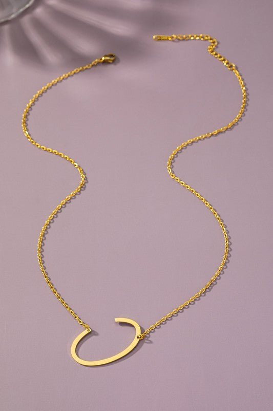 Large stainless steel initial pendant necklace - Blu Lotus Boutique