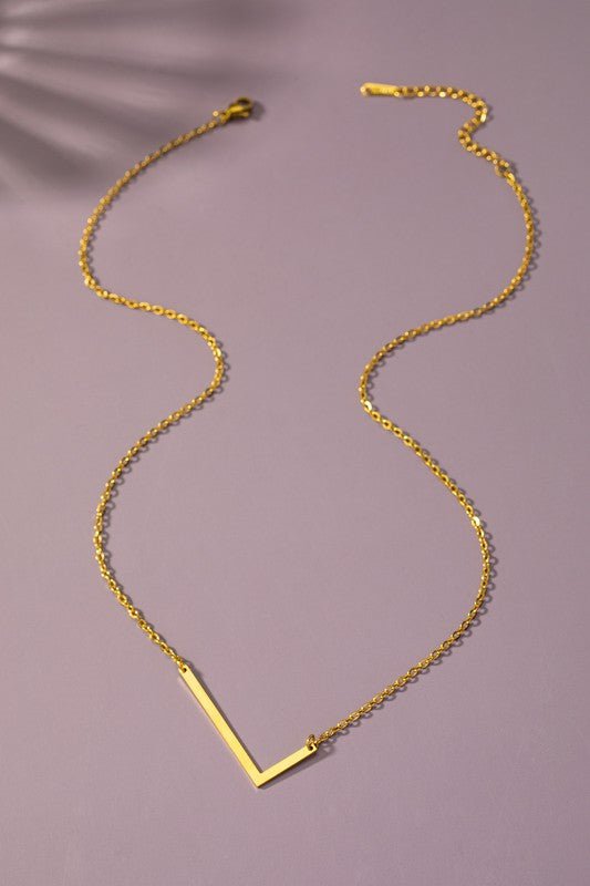 Large stainless steel initial pendant necklace - Blu Lotus Boutique