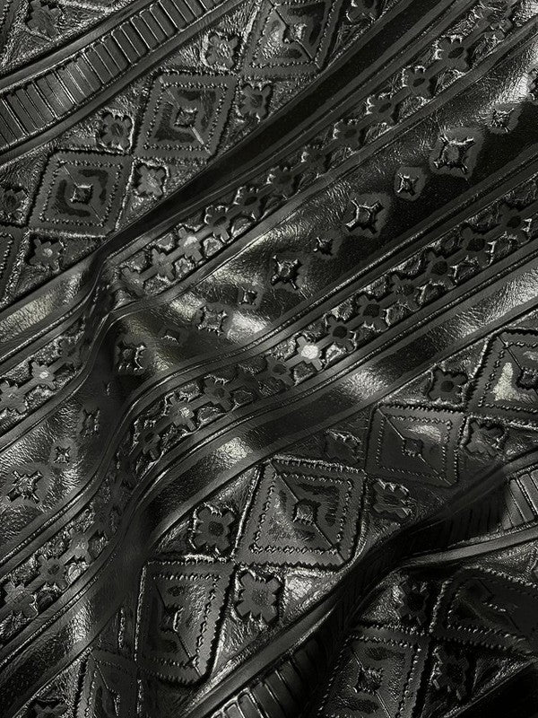 Leather Oval Earrings Black Navajo - Blu Lotus Boutique