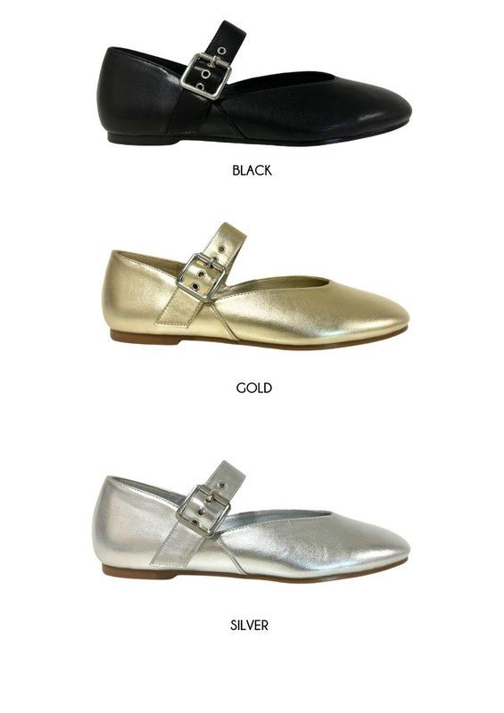 LEVI METALLIC BALLETINA FLAT - Blu Lotus Boutique