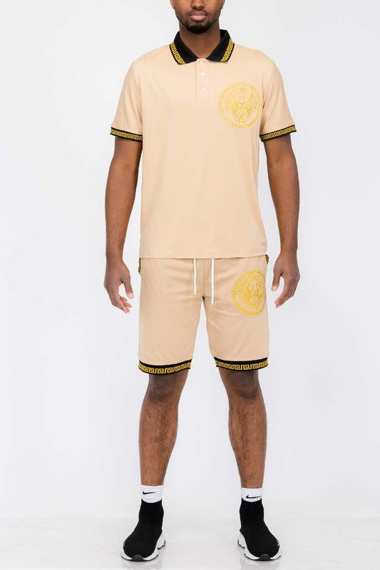 Lion Head Polo Shirt and Short Set - Blu Lotus Boutique
