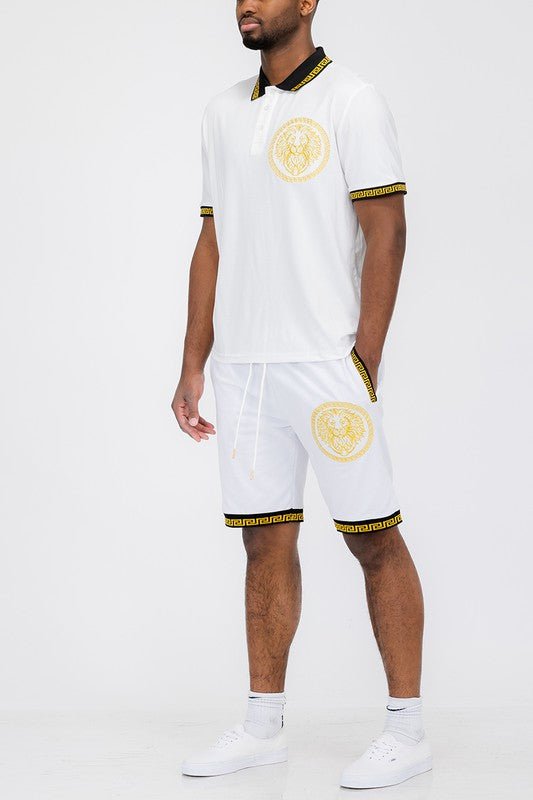 Lion Head Polo Shirt and Short Set - Blu Lotus Boutique
